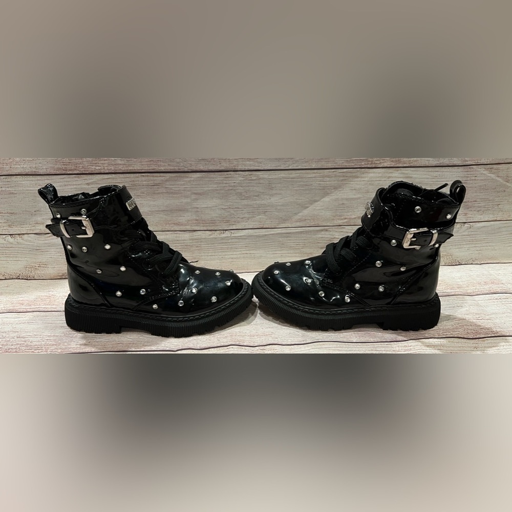 DKNY Ava Dila Moto Side Zipper Boot - Black - Size 12 Girls